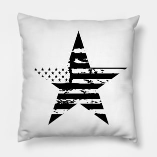 USA Flag White Grunge Star Pillow