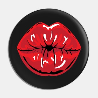 Red Lips, Kissing, Smooch, Pucker Up Design, Artwork, Vector, Graphic Pin