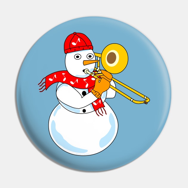 Trombone Snowman Pin by Barthol Graphics