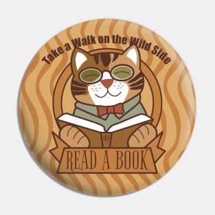 Tiger Cat Book Lover Pin