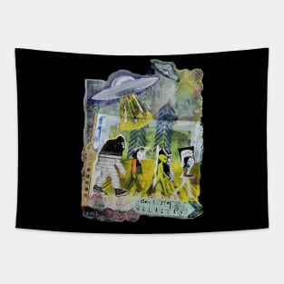 Don't Stop Believin Big Foot Alien UFO Unicorn Abbey Road Parody Tapestry