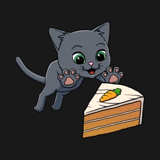 Russian Blue Cat excited to eat Carrot Cake T-Shirt