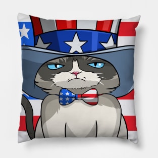 Exotic Shorthair Cat 4th Of July USA Flag Pillow