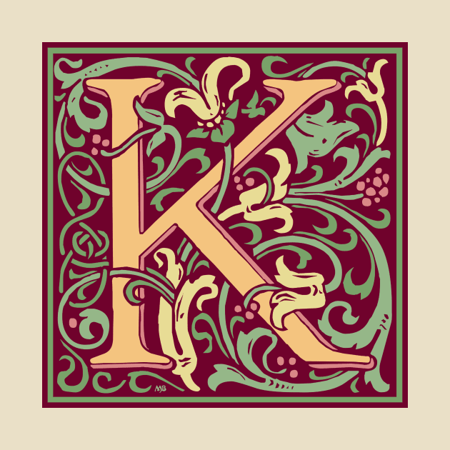 William Morris Vintage Letter K by MatchbookGraphics