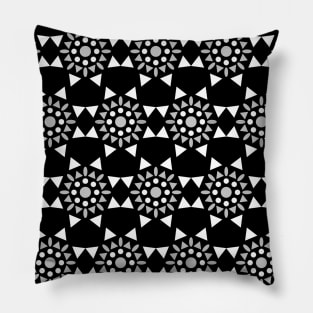 Tribal black and white print pattern Pillow