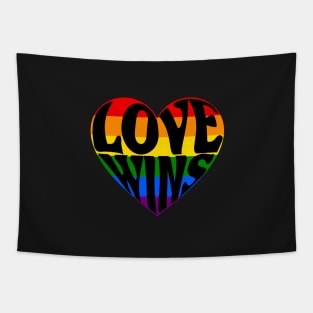 Love wins rainbow heart Tapestry