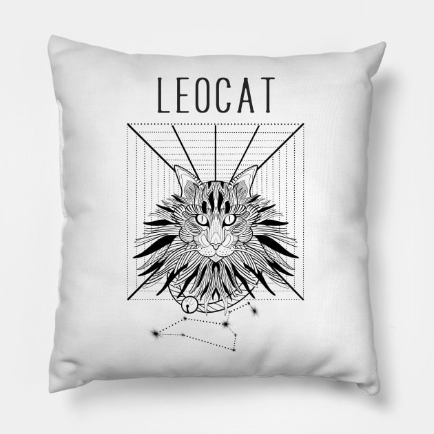 A zodiac cattery: Leo - leocat Pillow by Blacklinesw9