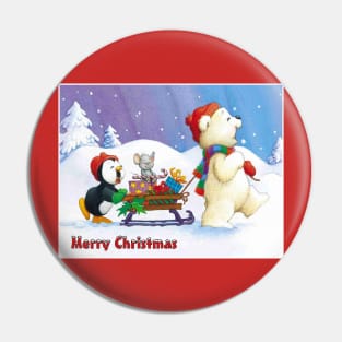 Merry Christmas Cute Cartoon Print Pin