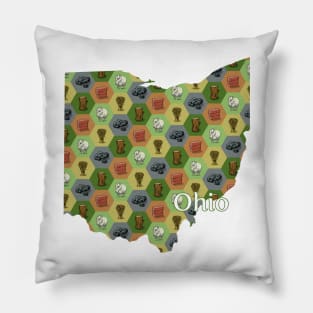 Ohio State Map Board Games Pillow