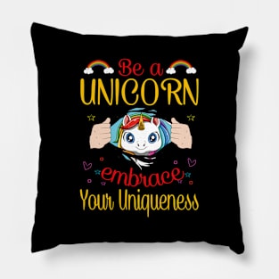 Cute Unicorn Horn Pretty Rainbow Colors Funny Quote Pillow