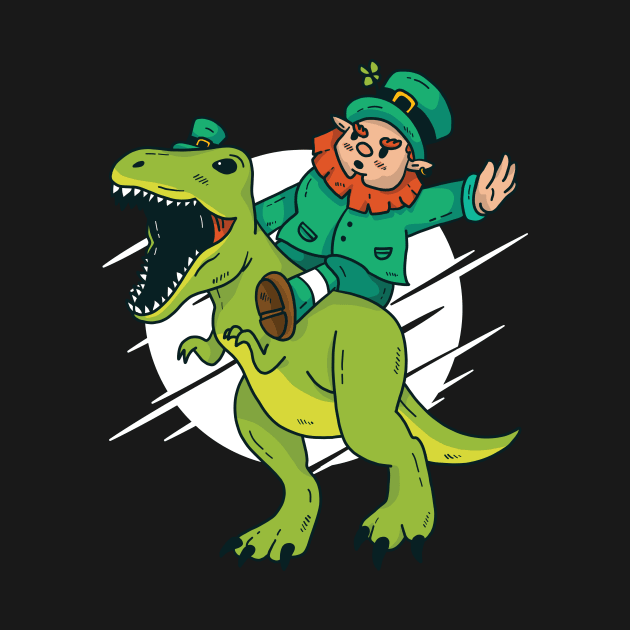 Leprechaun Riding T-Rex by SLAG_Creative