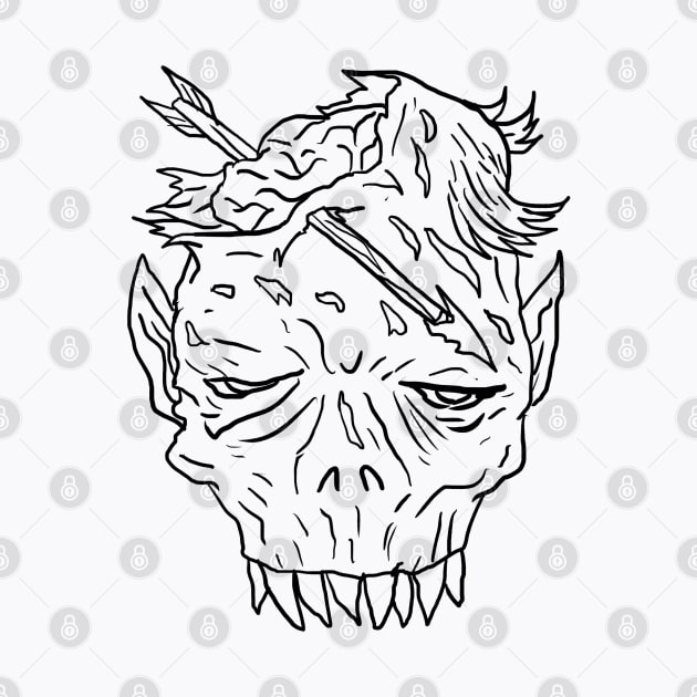 Scary zombie Monster Horror Black Lineart by Moonwing