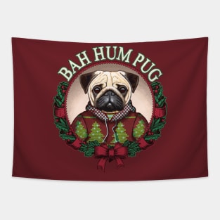 Bah Hum Pug Funny Christmas Pun for Pug Lovers Tapestry