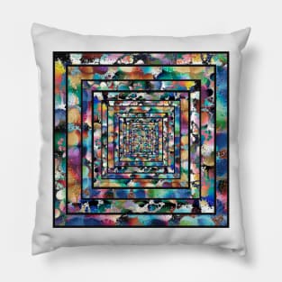 Splatter Paint on Concentric Squares, Spray Paint Rainbow Pattern Pillow