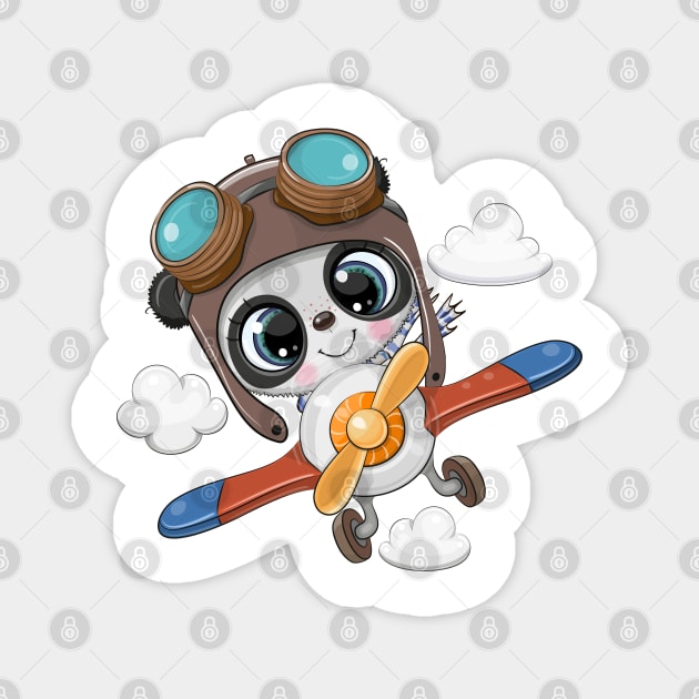 Panda pilot on a plane Magnet by Reginast777