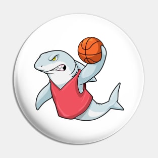 Shark at Sports with Basketball Pin
