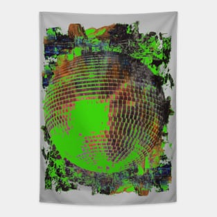 Green disco ball art collage Tapestry