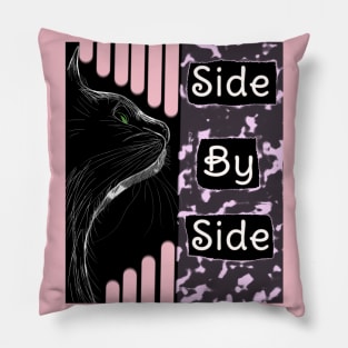 Silhouetted Feline Elegance, Side By Side Pillow