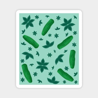 Cactus & Green Leaves Botanical Emerald Color Pattern Magnet