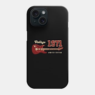 Vintage 1971 Birthday Guitar Lovers 52nd Birthday Phone Case