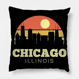 Chicago Illinois Vintage Sunset Pillow