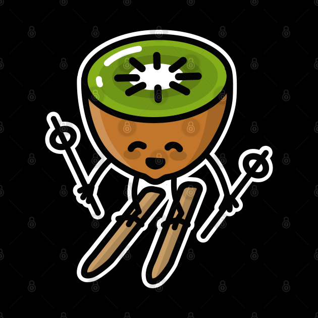 Skiwi Kiwi Kawaii cartoon cute skiing kiwi by LaundryFactory