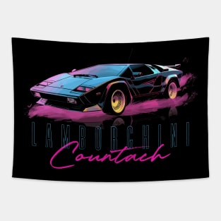 Lamborghini Countach -- Vaporwave Aesthetic Design Tapestry