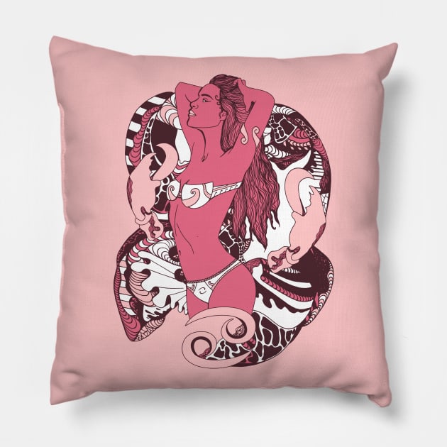 Pink and White Cancer Beauty Pillow by kenallouis