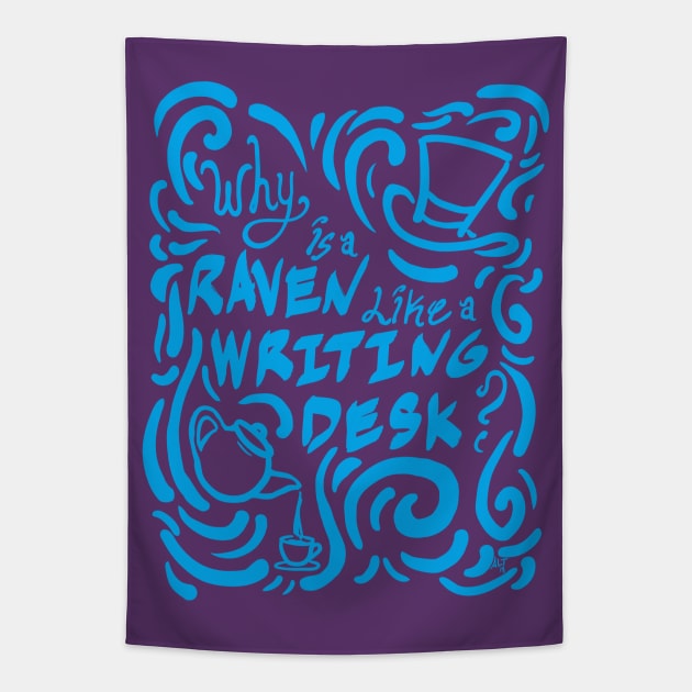 Why is a Raven like a....(blue) Tapestry by AltIllustration