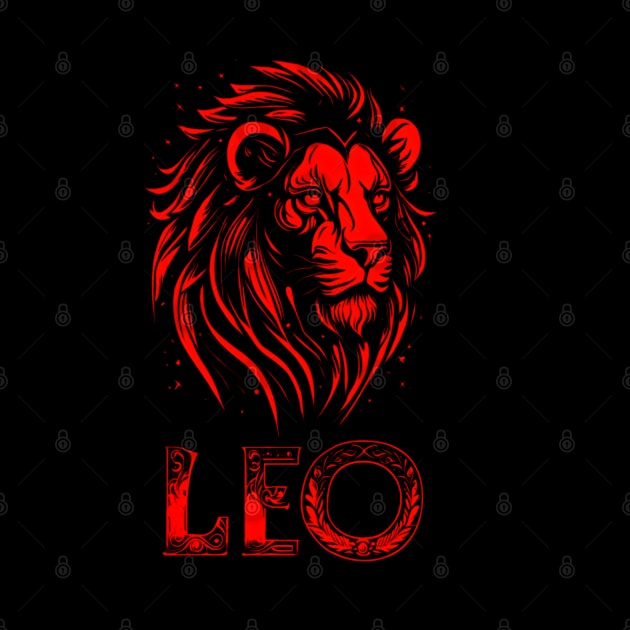 Red Leo Zodiac by TrendyTees