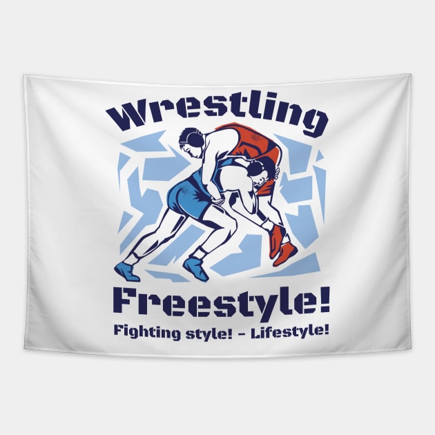 Freestyle wrestling sport Tapestry by MARCHY