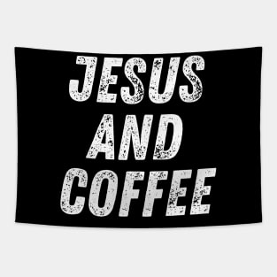 Christian Quote Jesus and Coffee Tapestry