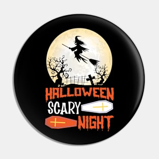 Halloween Scary Night Witch Broom Pin