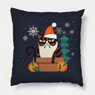 Grumpy Christmas Cat. Christmas Cat 2024 Pillow