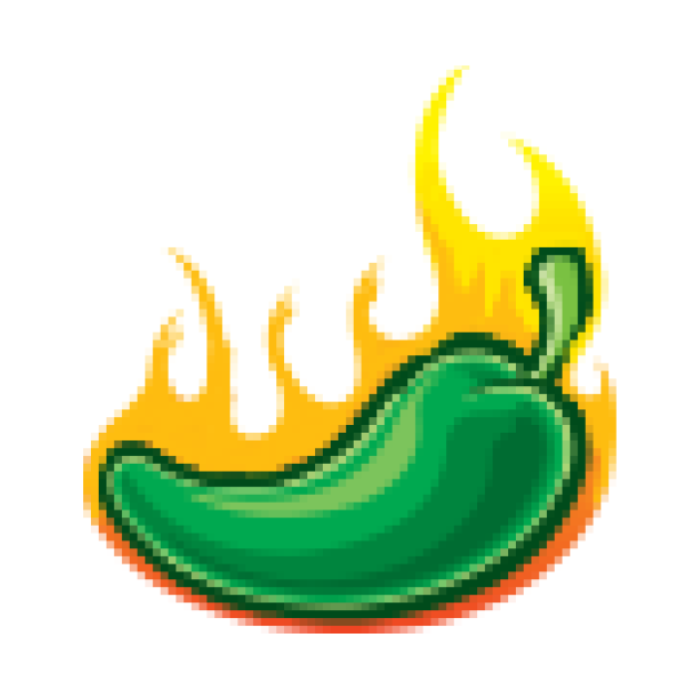Jalapeno Pepper of Flaming Pixels for Hot Mexican Food Lover