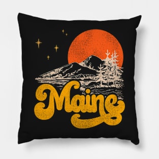 Vintage State of Maine Mid Century Distressed Aesthetic Pillow