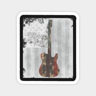 Telecaster With Rustic American Flag Background Magnet