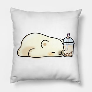 Little Polar Bear Chilling with it's Boba Tea Pillow