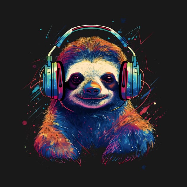 Cosmic Chill: Sloth Soars with Celestial Soundwaves by RetroPrism