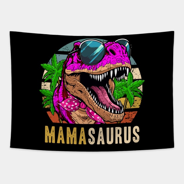 Mama Saurus Women Mother's Day T-Rex Dinosaur-Themed Party Tapestry by Acroxth