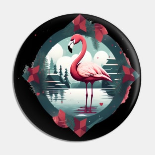 Flamingo Flock Sunset, Love Flamingos Pin