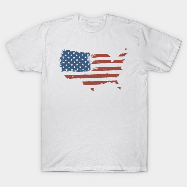 USA Shape American Flag Map - American Flag - T-Shirt | TeePublic UK