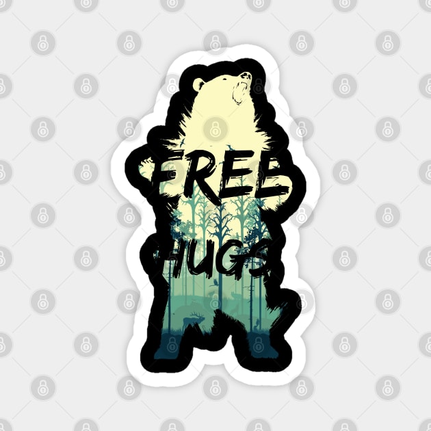 free bear hugs Magnet by Pradeep Chauhan