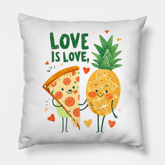 Love is Love: Hawaiian Pizza Dance Party Pillow by YUED