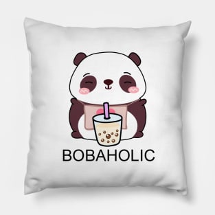 Cute Little Bobaholic Panda Loves Boba! Pillow