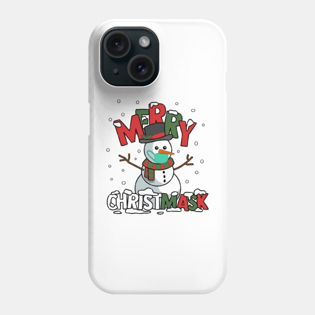 Merry Christmask 2020 - Snowman Wearing Mask Funny Phone Case by ShirtHappens