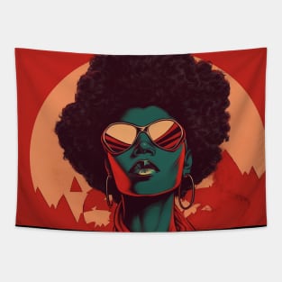 African Queen, Afro Superhero, Female Warrior, Black History Tapestry