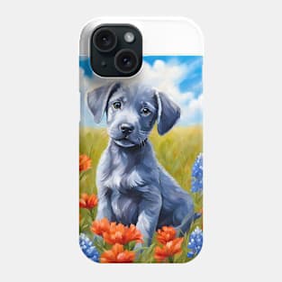 Blue Lacy Puppy in Texas Wildflower Field Phone Case