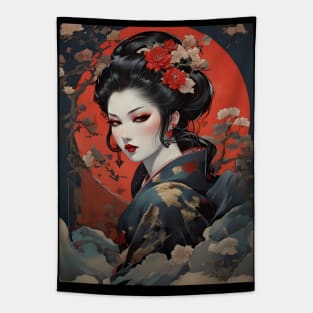 Japanese vampire girl in ukiyo e style Tapestry