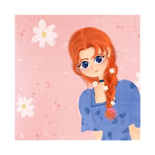 Jilooo, orange haired girl with daisy hairpin T-Shirt